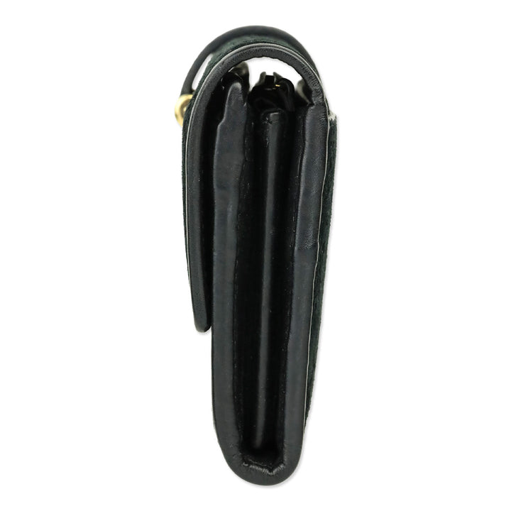 Gucci Black Brocade Suede Leather Soft Stirrup Bi-fold Long Wallet
