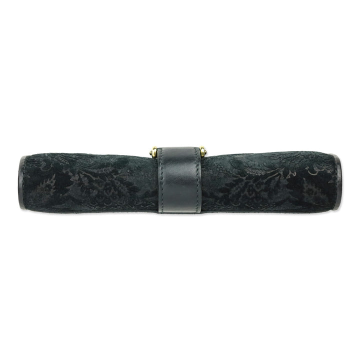 Gucci Black Brocade Suede Leather Soft Stirrup Bi-fold Long Wallet