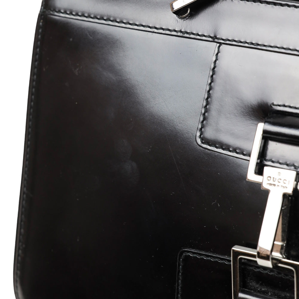 Gucci Black Buffed Leather 1961 Jackie Tote