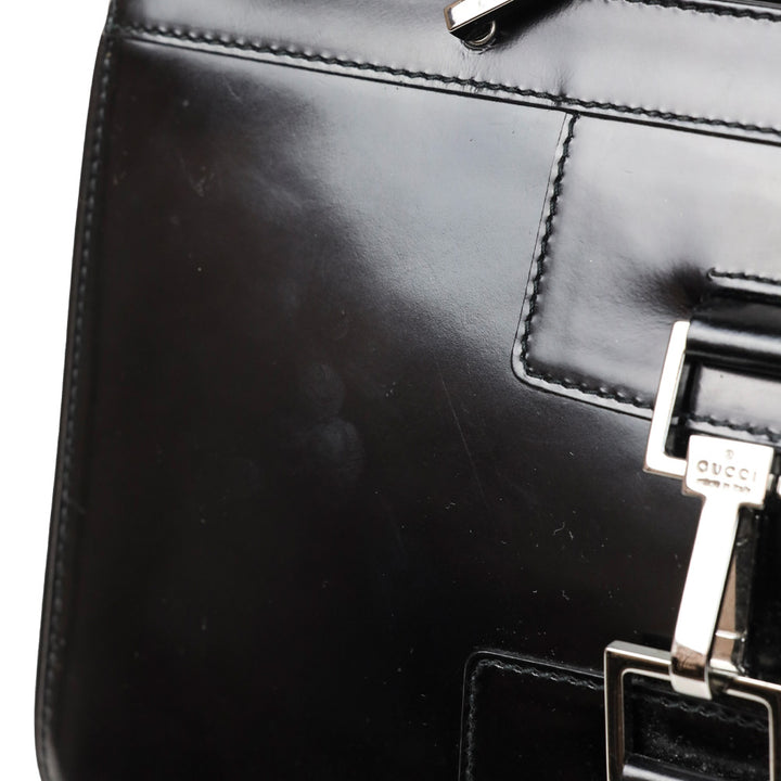 Gucci Black Buffed Leather 1961 Jackie Tote