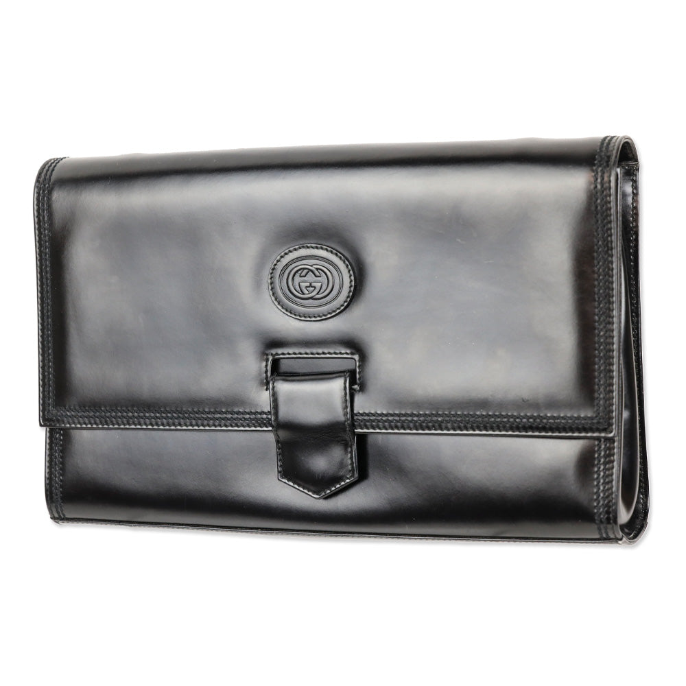 Gucci Black Buffed Leather Clutch
