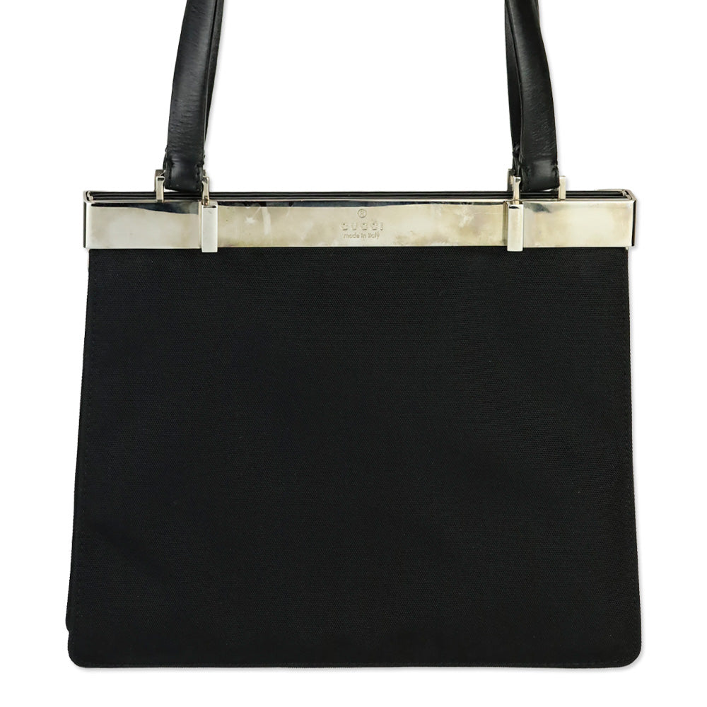 Gucci Black Canvas Square Frame Bag