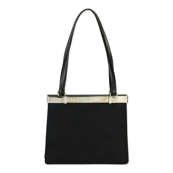 Gucci Black Canvas Square Frame Bag