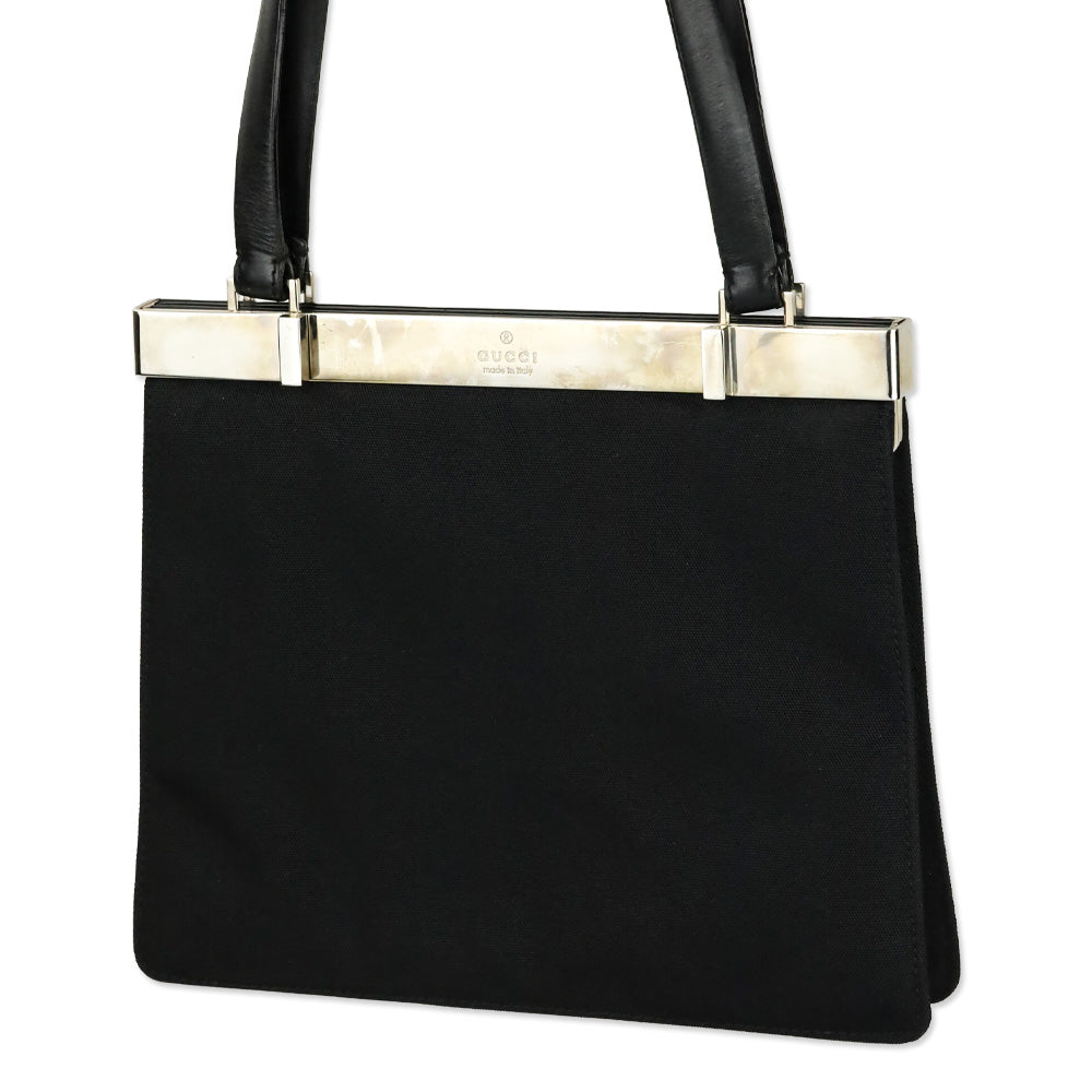 Gucci Black Canvas Square Frame Bag