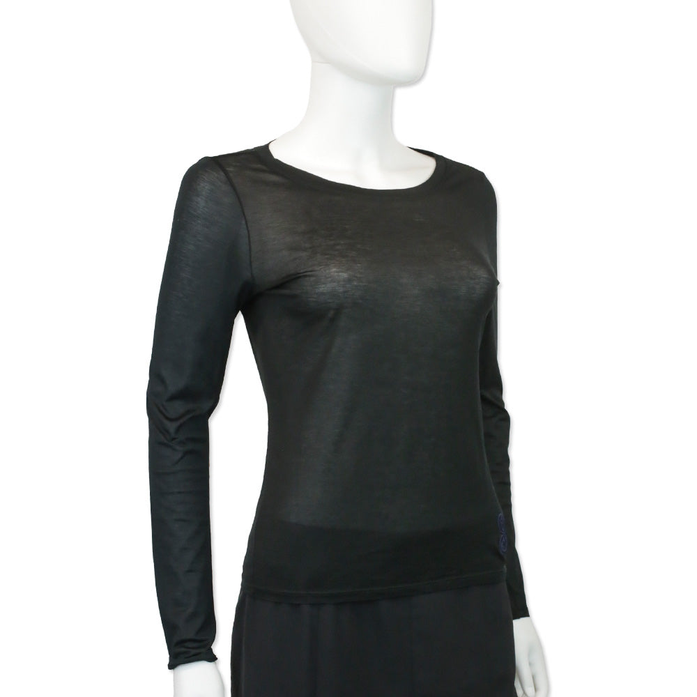Gucci Black Cotton Velvet G Accent L/S Top