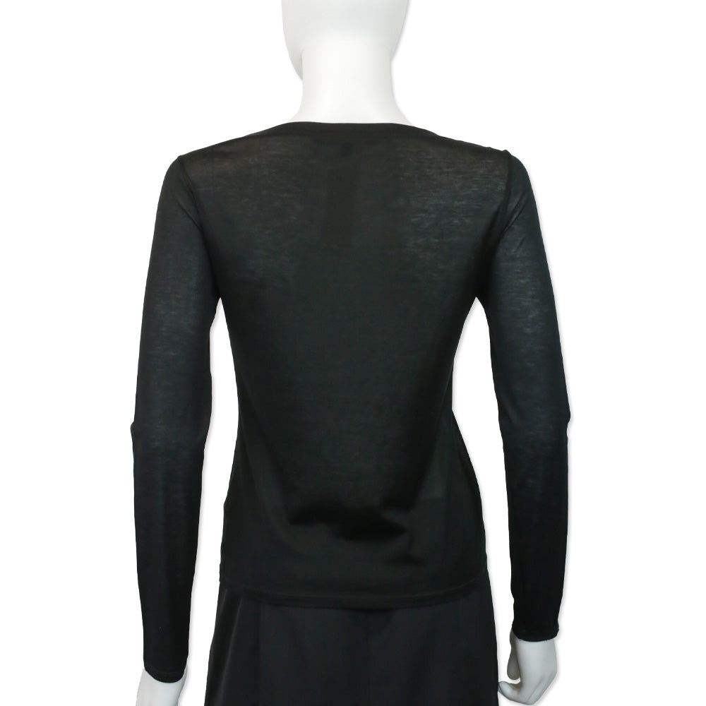 Gucci Black Cotton Velvet G Accent L/S Top