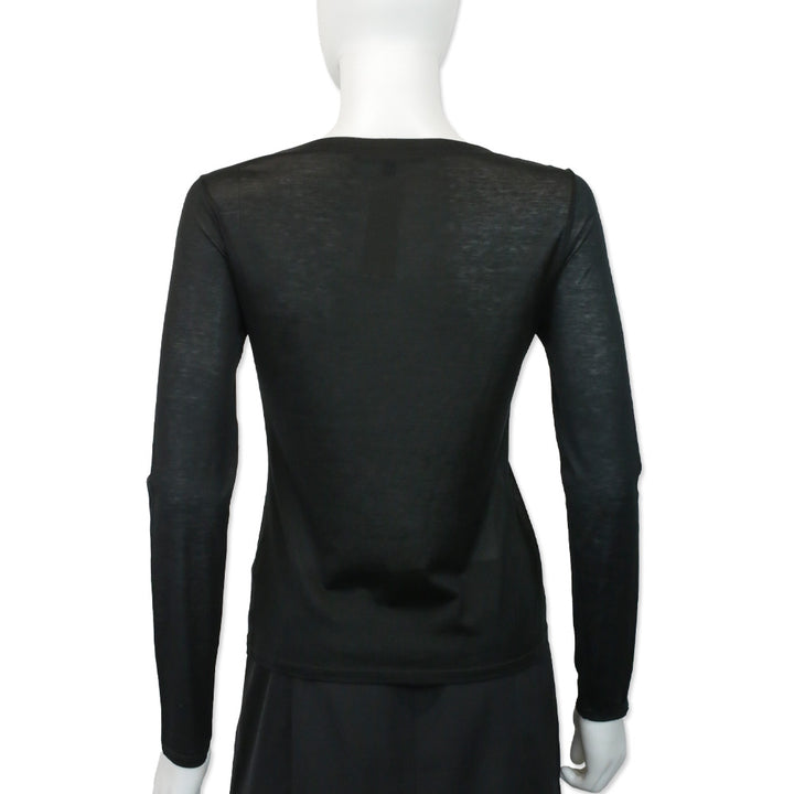 Gucci Black Cotton Velvet G Accent L/S Top