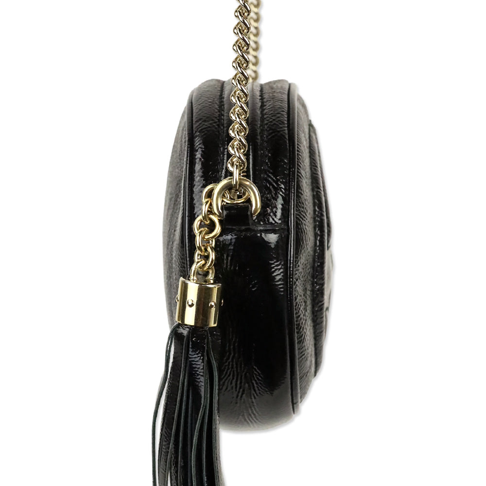 Gucci Black Crinkle Patent Leather Soho Mini Crossbody