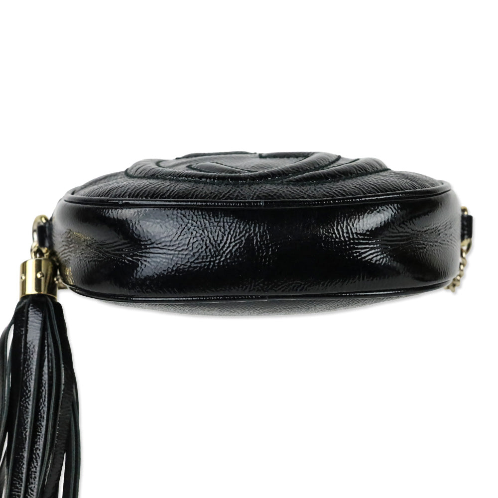 Gucci Black Crinkle Patent Leather Soho Mini Crossbody
