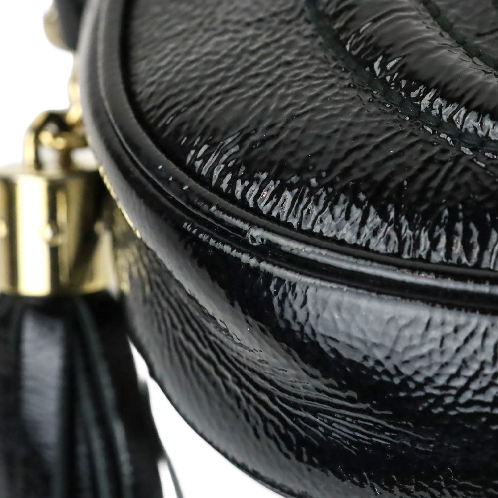 Gucci Black Crinkle Patent Leather Soho Mini Crossbody