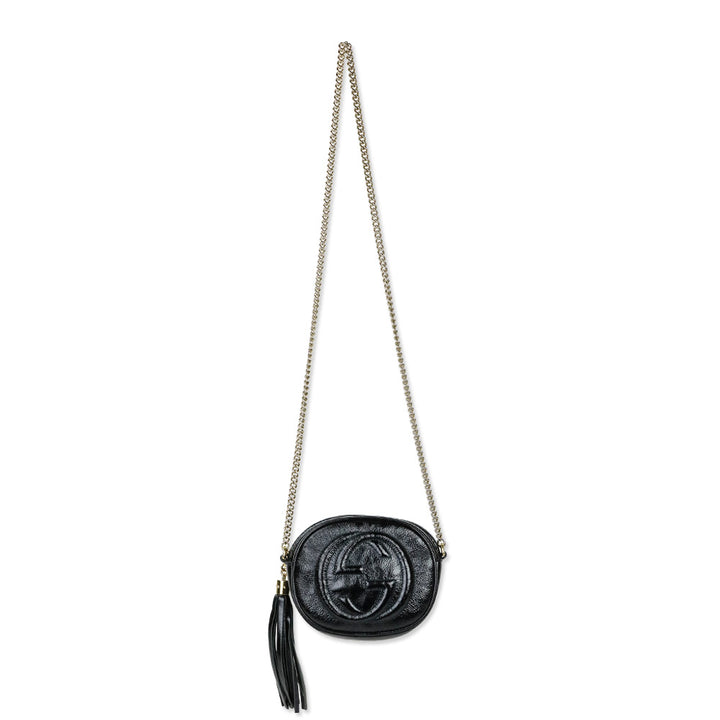 Gucci Black Crinkle Patent Leather Soho Mini Crossbody