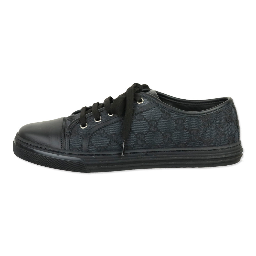Gucci Black GG Canvas and Leather Low Top Sneakers