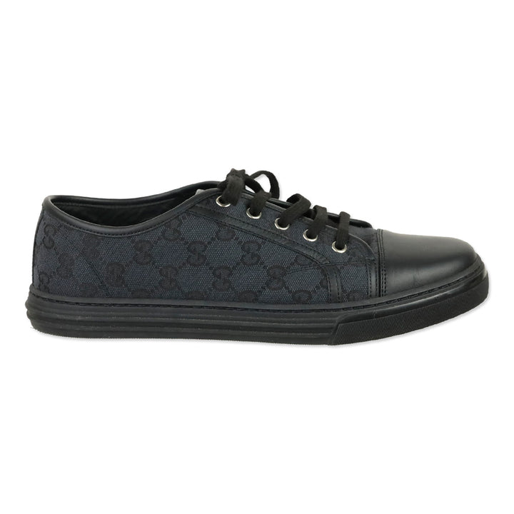 Gucci Black GG Canvas and Leather Low Top Sneakers