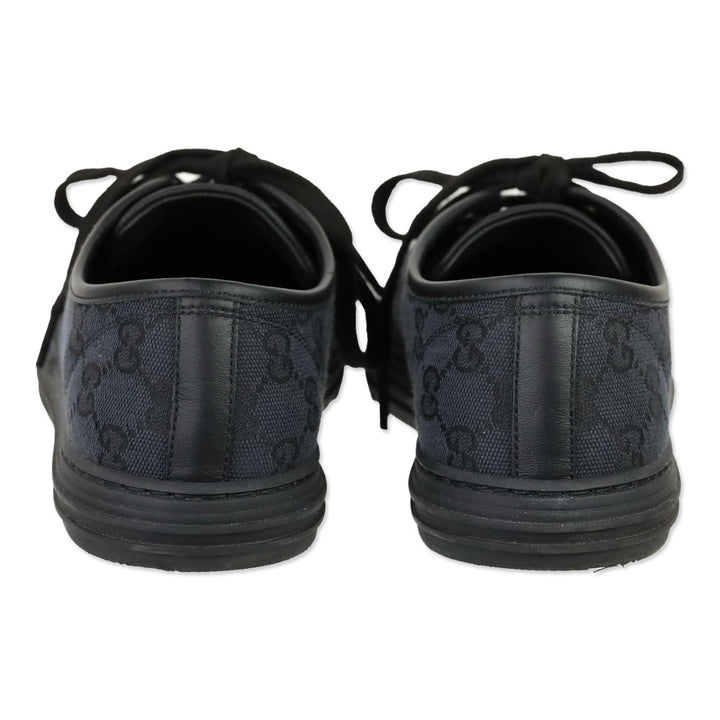 Gucci Black GG Canvas and Leather Low Top Sneakers