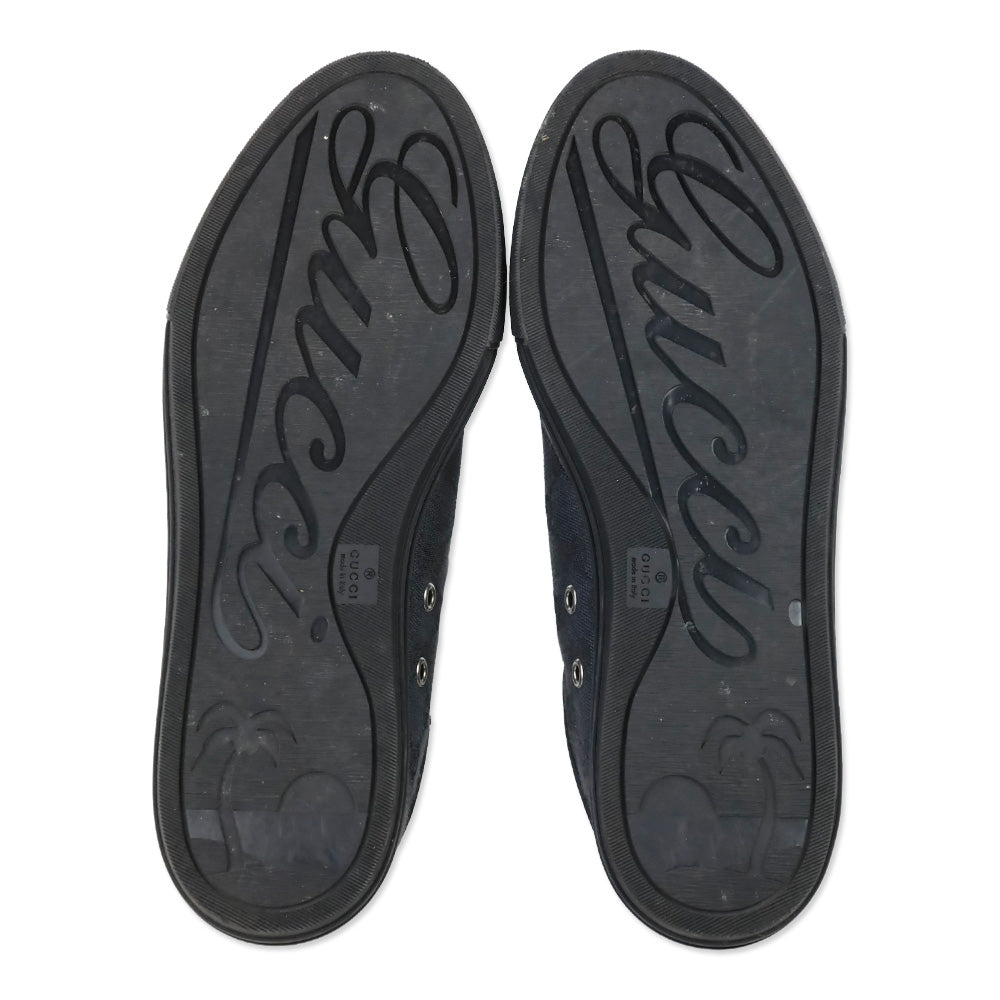 Gucci Black GG Canvas and Leather Low Top Sneakers