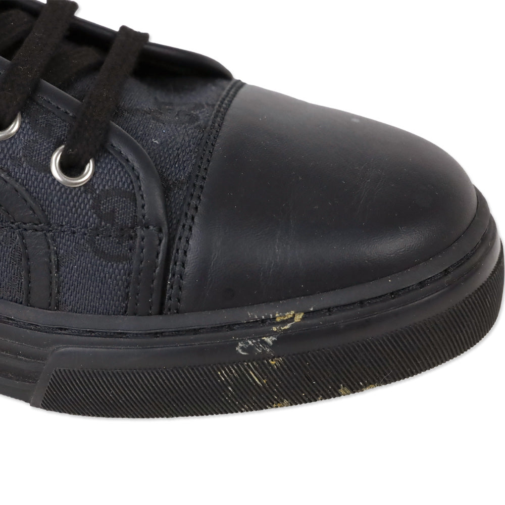 Gucci Black GG Canvas and Leather Low Top Sneakers