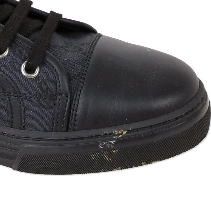 Gucci Black GG Canvas and Leather Low Top Sneakers