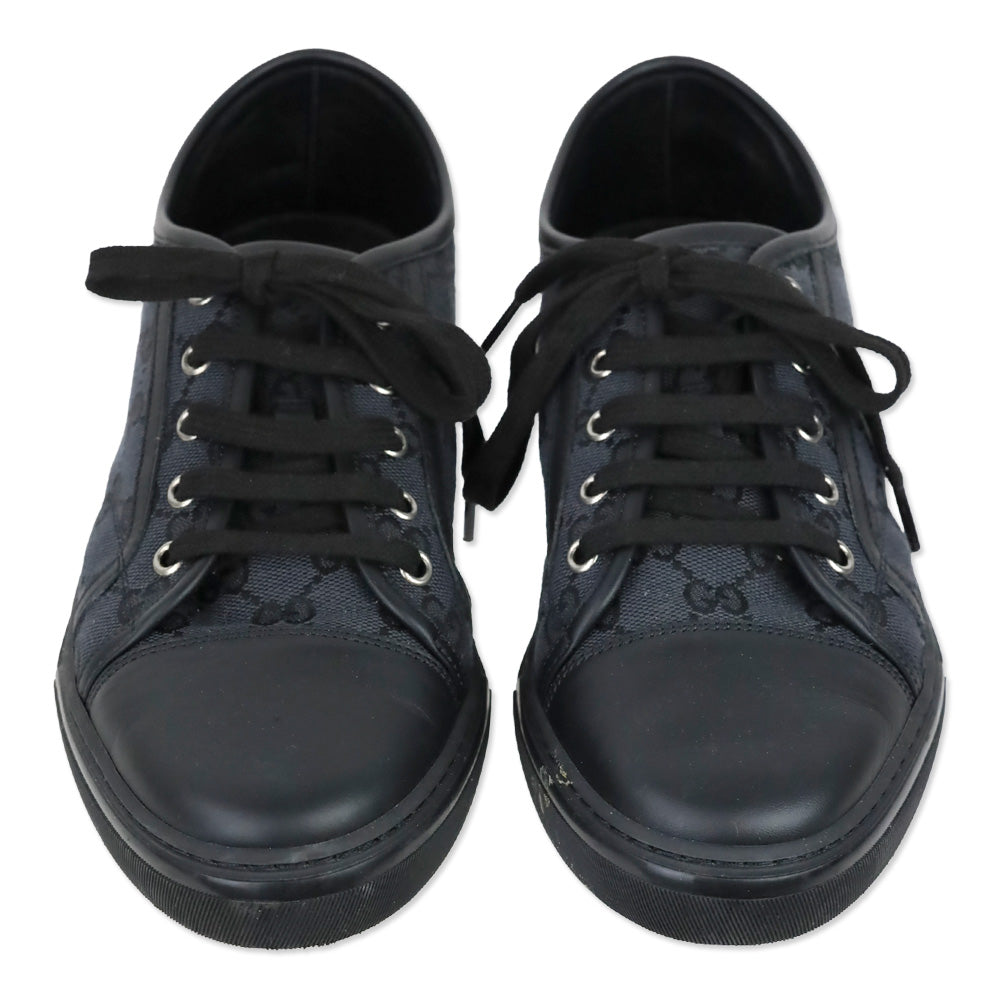 Gucci Black GG Canvas and Leather Low Top Sneakers