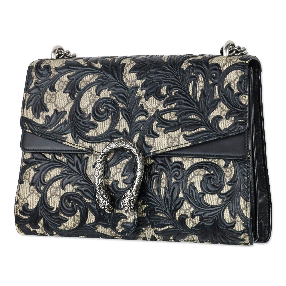 Gucci Black GG Supreme Dionysus Arabesque Medium Shoulder Bag