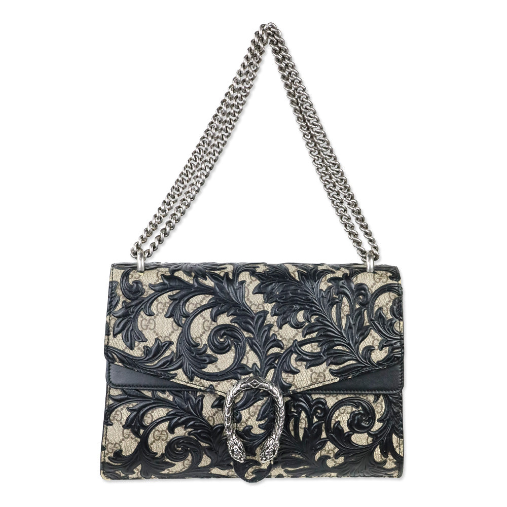 Gucci Black GG Supreme Dionysus Arabesque Medium Shoulder Bag
