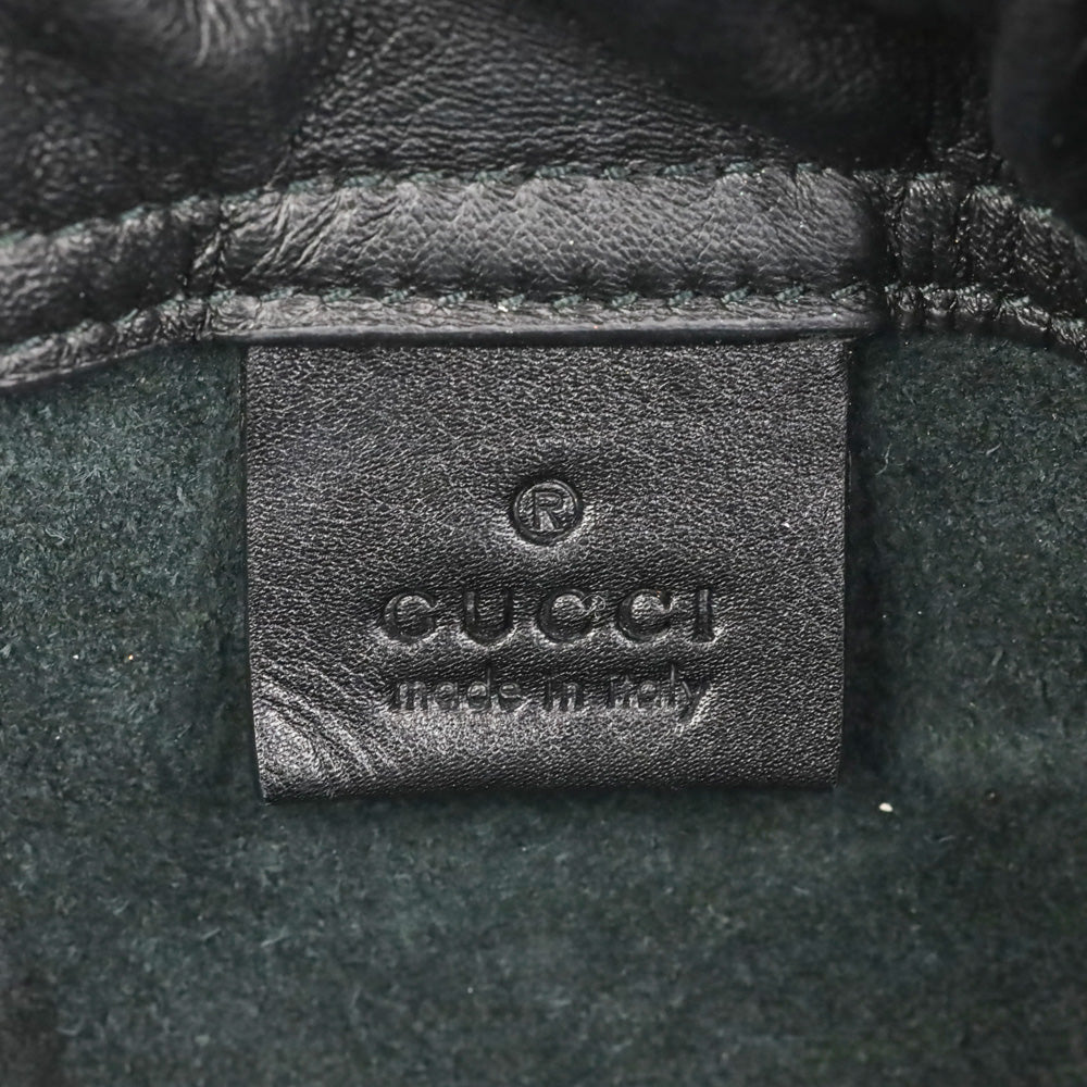 Gucci Black Grained Calfskin Web Logo Drawstring Backpack