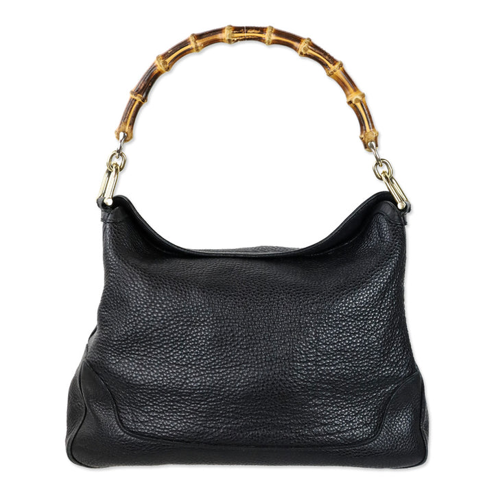 Gucci Black Grained Leather Diana Medium Shoulder Bag