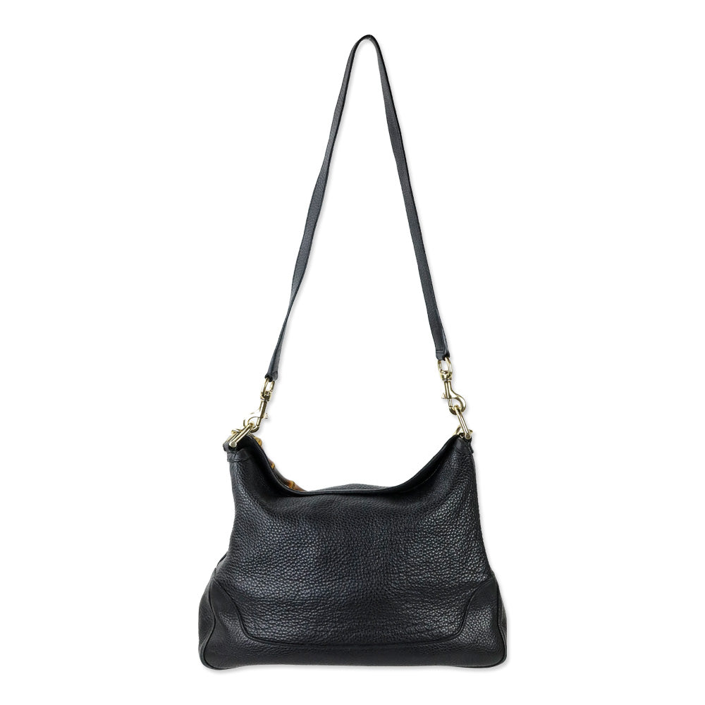 Gucci Black Grained Leather Diana Medium Shoulder Bag
