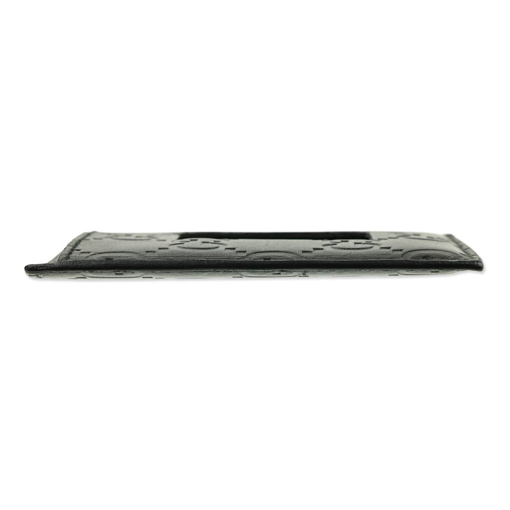 Gucci Black Guccissima Leather Money Clip Cardholder