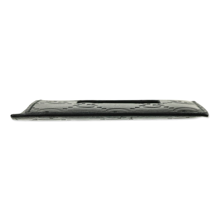 Gucci Black Guccissima Leather Money Clip Cardholder