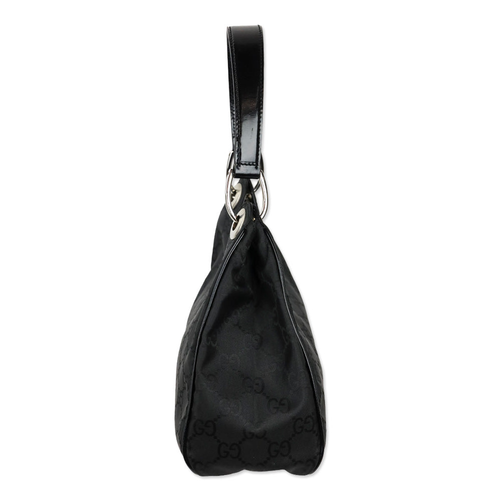 Gucci Black Guccissima Nylon Hobo Bag