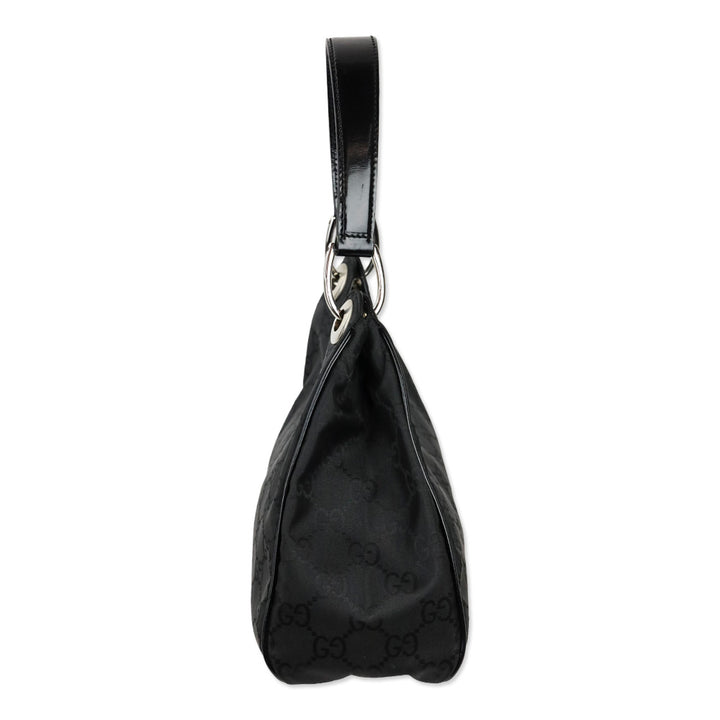 Gucci Black Guccissima Nylon Hobo Bag