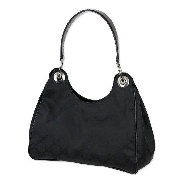 Gucci Black Guccissima Nylon Hobo Bag