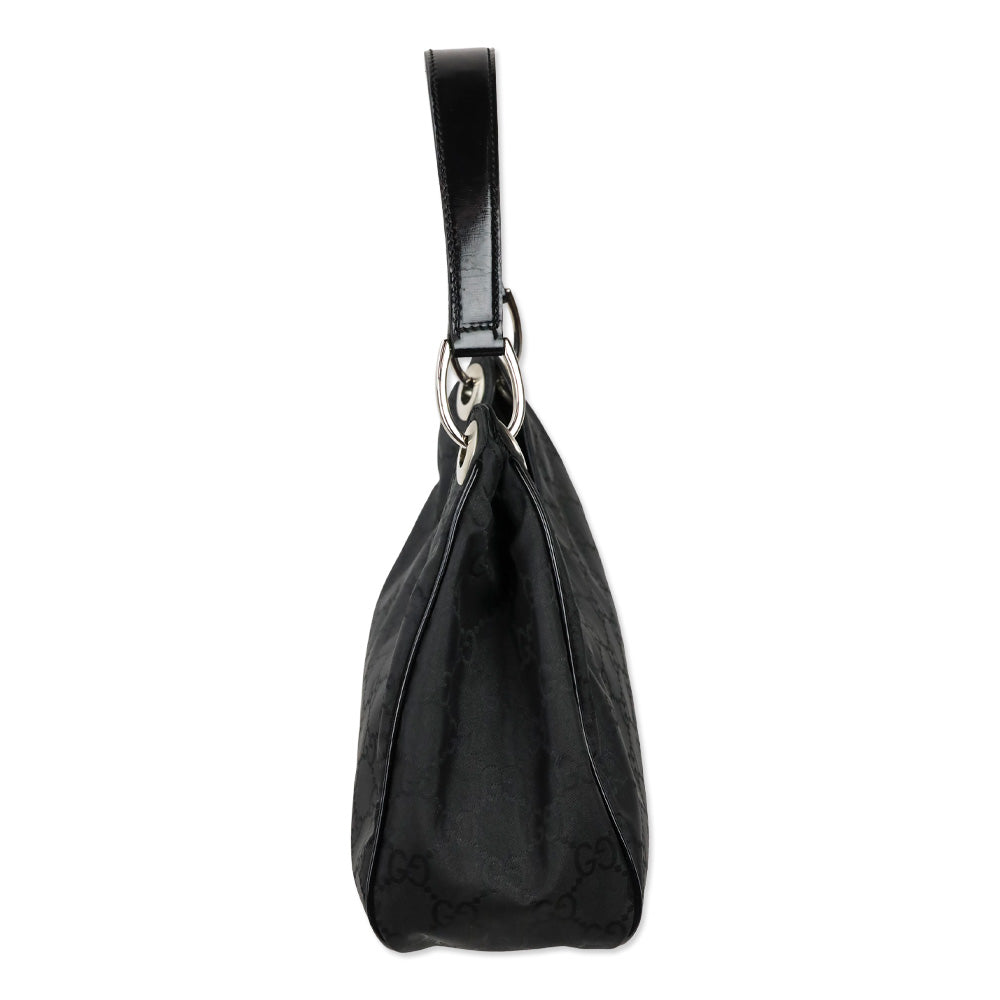 Gucci Black Guccissima Nylon Hobo Bag