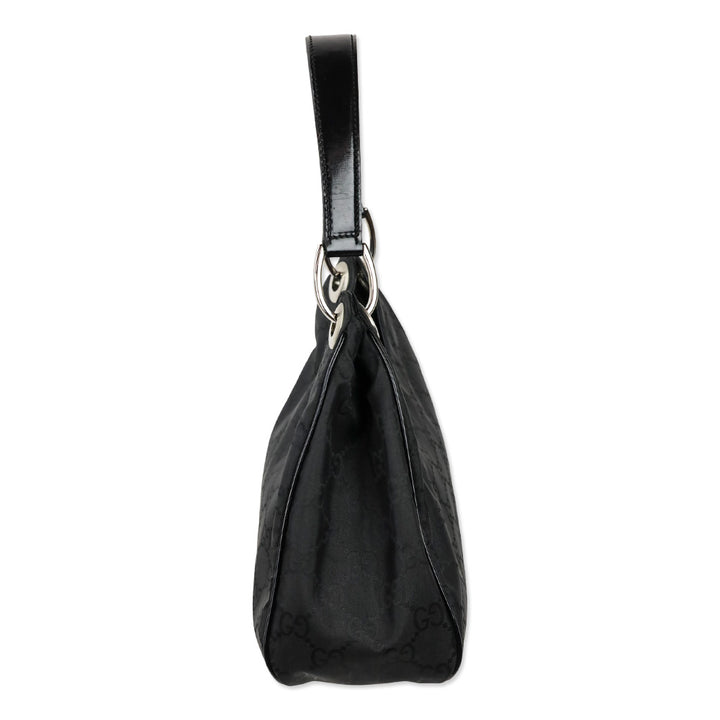 Gucci Black Guccissima Nylon Hobo Bag