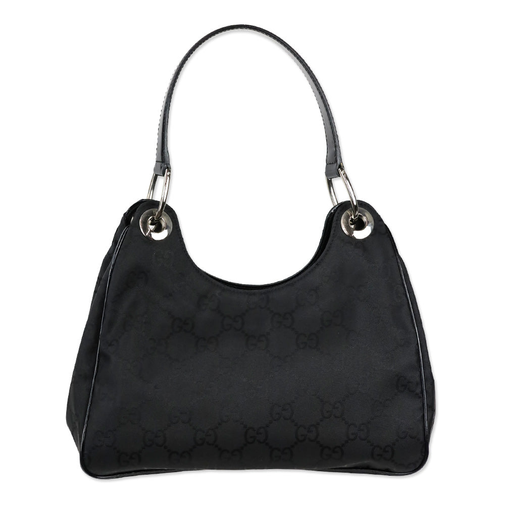 Gucci Black Guccissima Nylon Hobo Bag