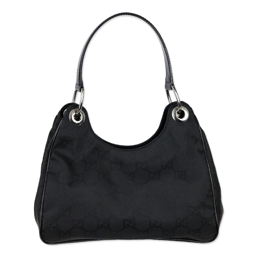 Gucci Black Guccissima Nylon Hobo Bag