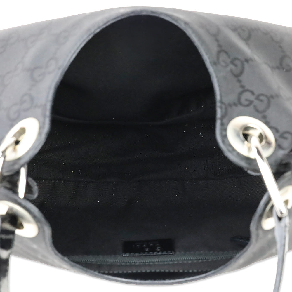 Gucci Black Guccissima Nylon Hobo Bag