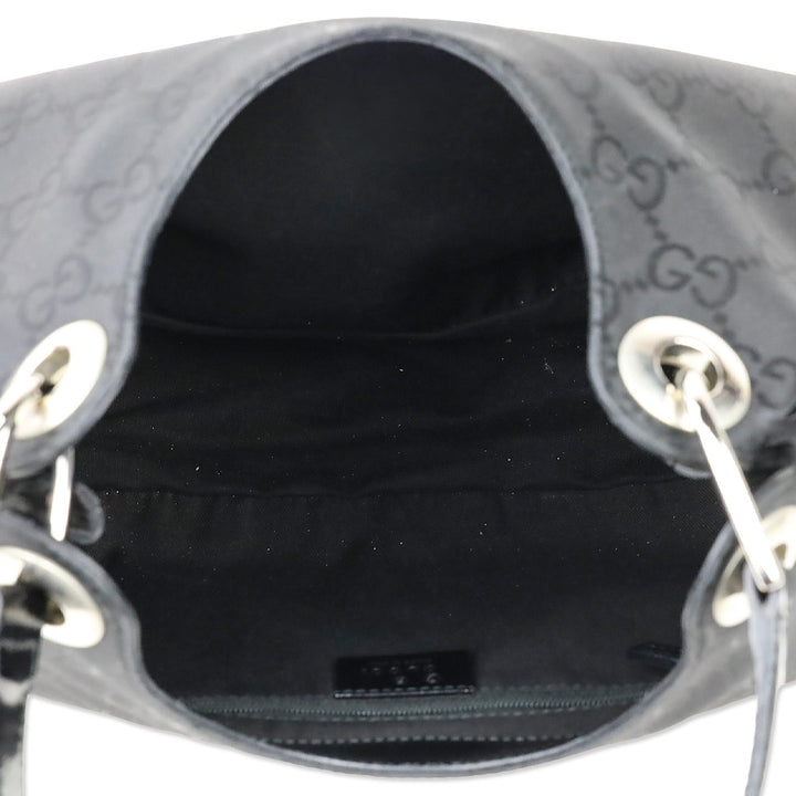 Gucci Black Guccissima Nylon Hobo Bag