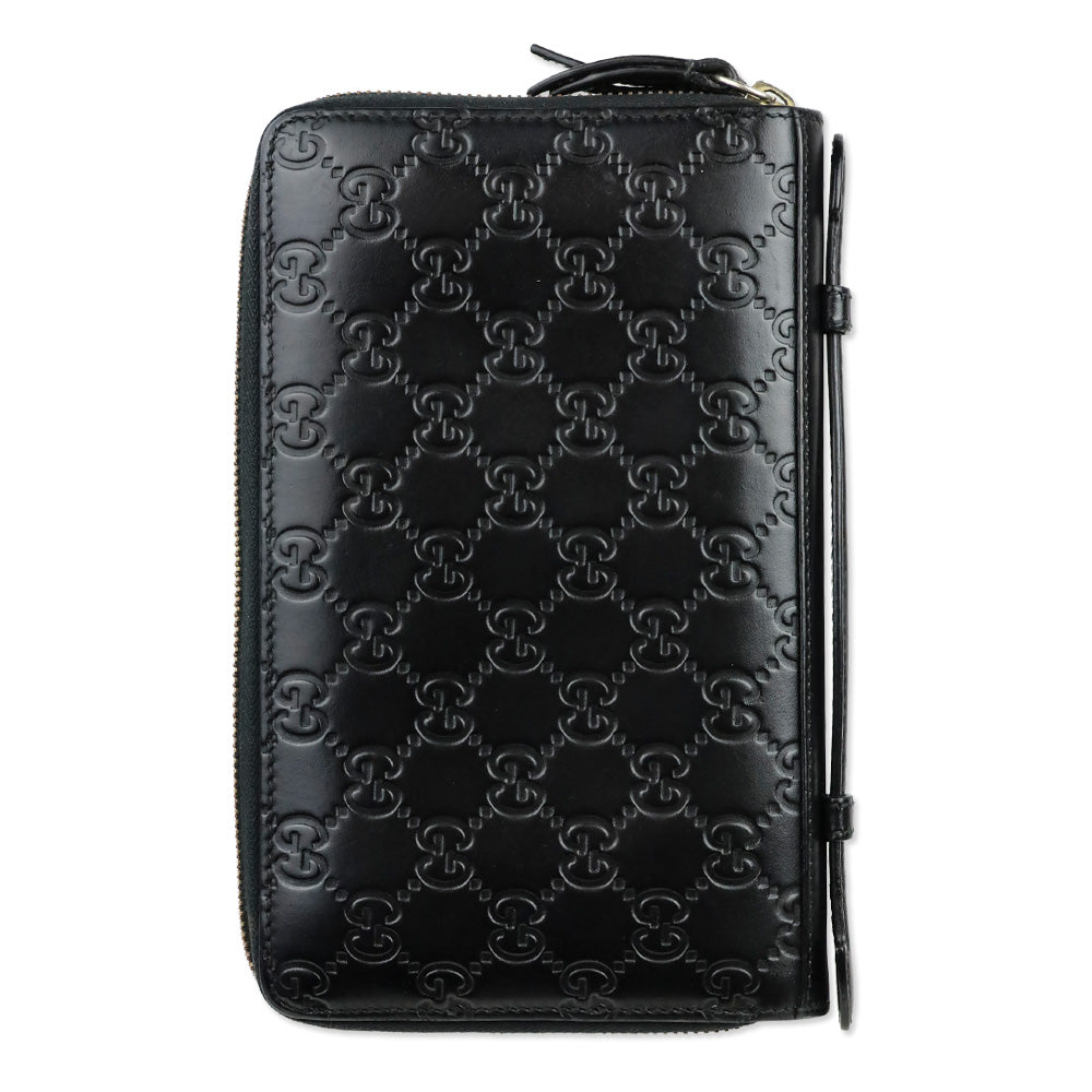 Gucci Black Guccissima Signature Travel Document Case