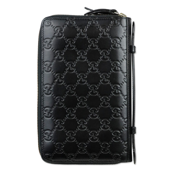 Gucci Black Guccissima Signature Travel Document Case