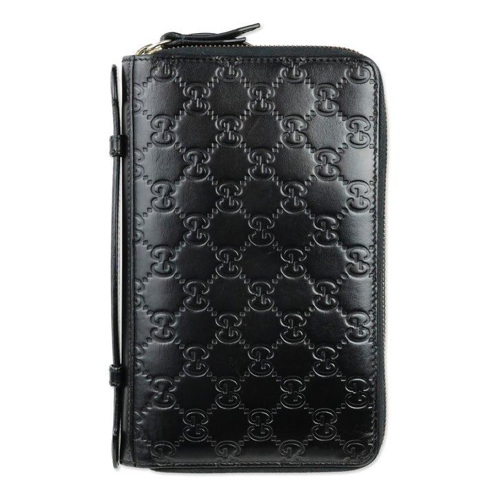 Gucci Black Guccissima Signature Travel Document Case