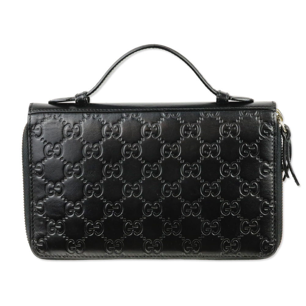 Gucci Black Guccissima Signature Travel Document Case