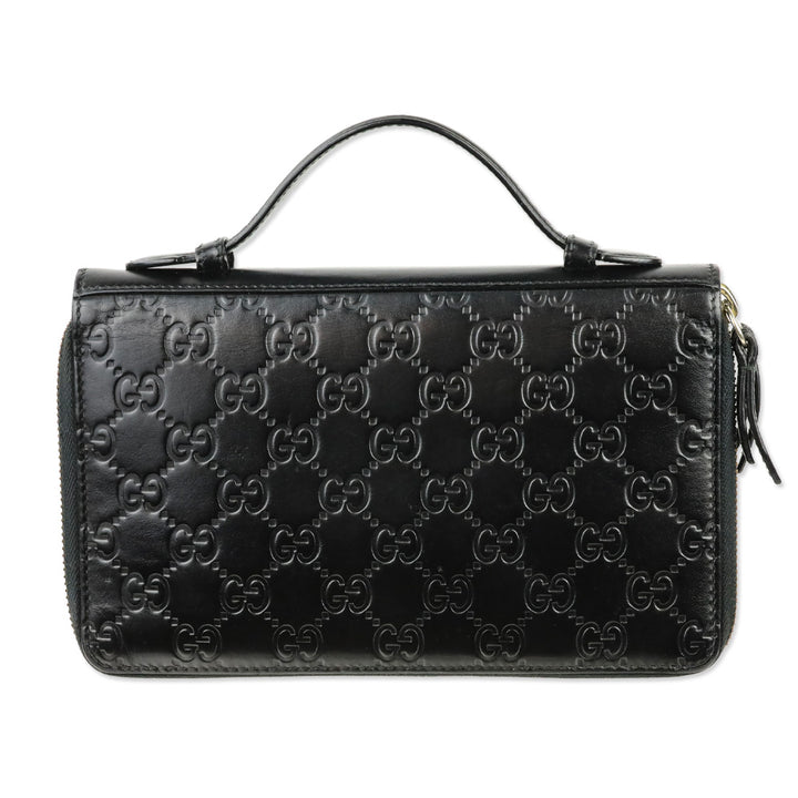 Gucci Black Guccissima Signature Travel Document Case