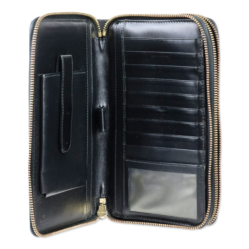Gucci Black Guccissima Signature Travel Document Case