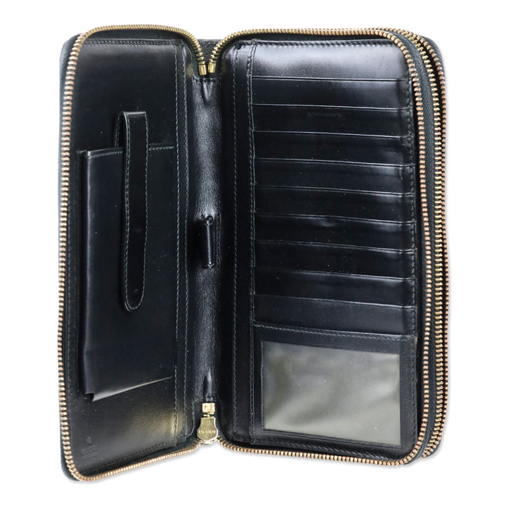 Gucci Black Guccissima Signature Travel Document Case