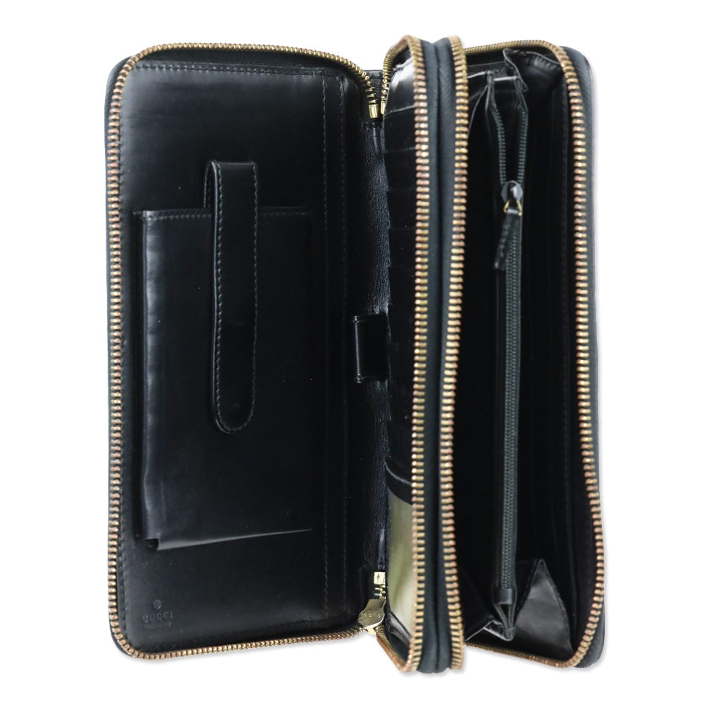 Gucci Black Guccissima Signature Travel Document Case