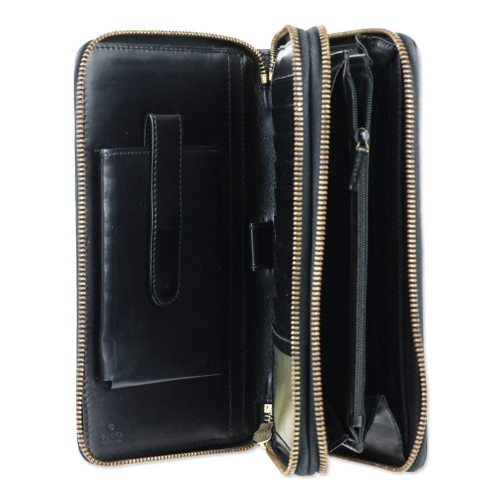 Gucci Black Guccissima Signature Travel Document Case