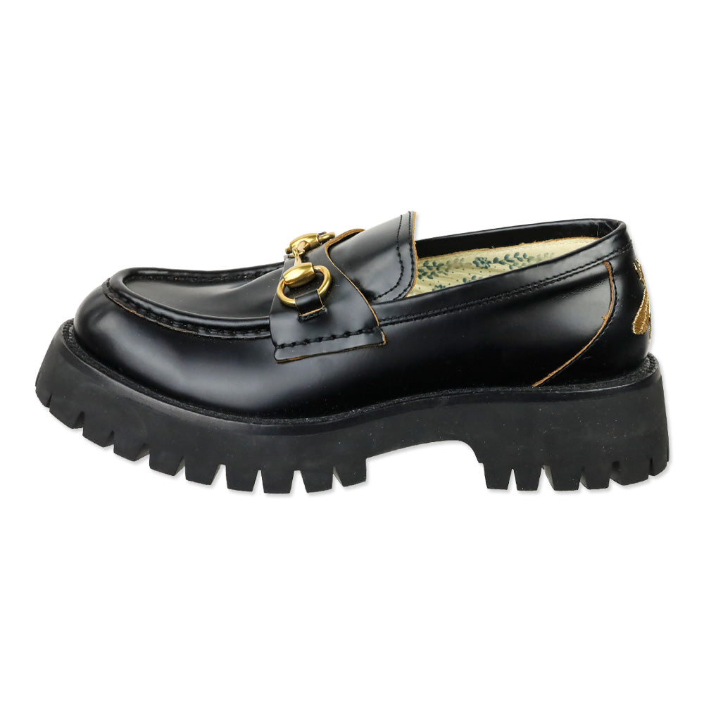 Gucci Black Harald Leather Lug-Sole Loafers