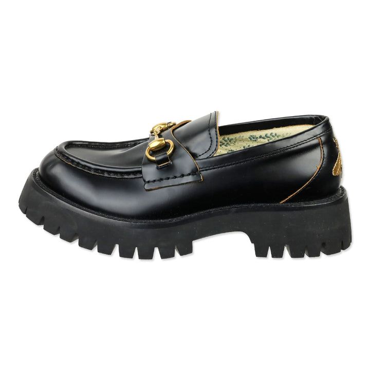 Gucci Black Harald Leather Lug-Sole Loafers