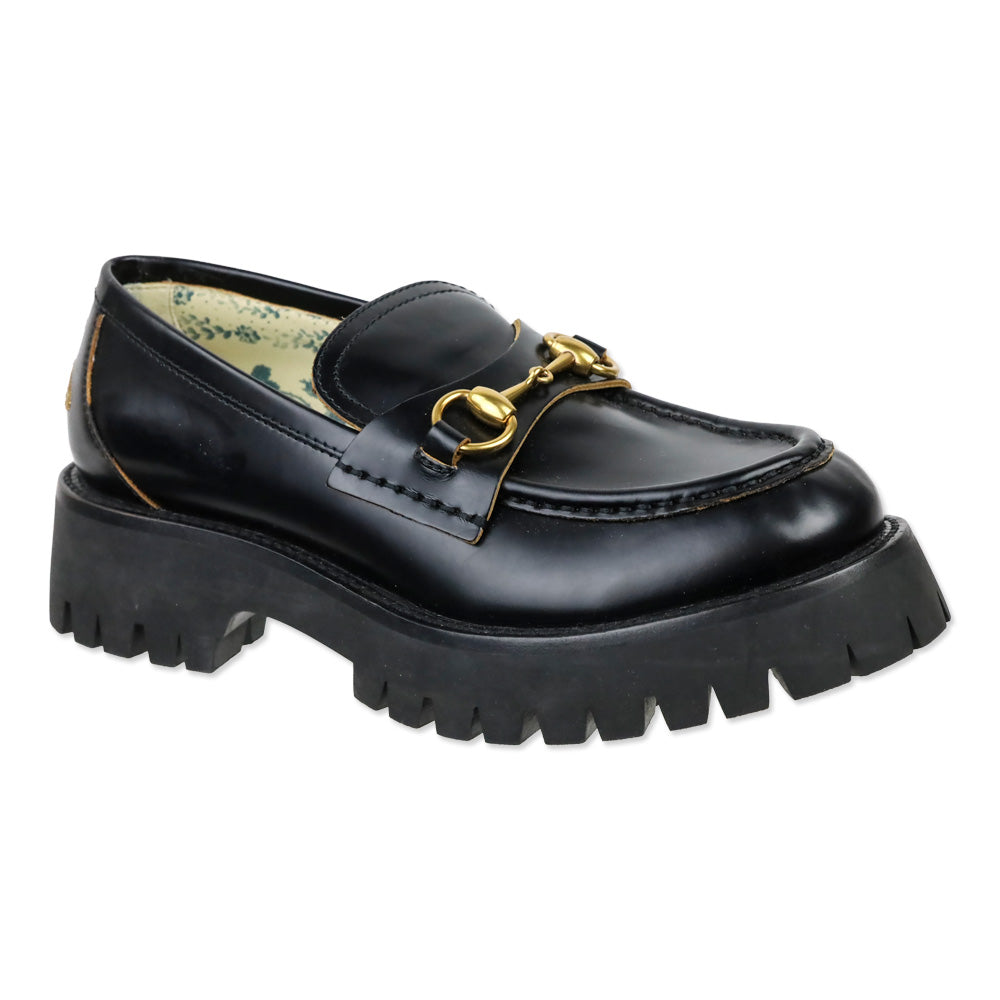 Gucci Black Harald Leather Lug-Sole Loafers